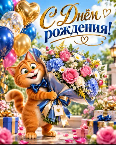 Перейти к подборке открыток с днём рождения: торты, шары, поздравления