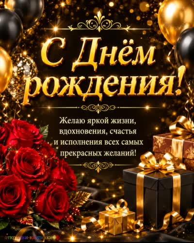 Открытка с Днём рождения милой девушке открытка с днем рождения девушке с красными розами и подарками с шариками