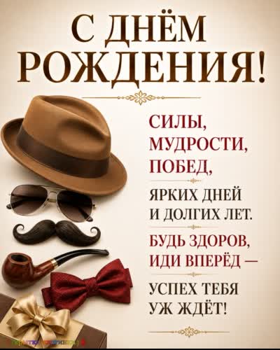 открытка с днем рождения мужчине  в минималистическом стиле