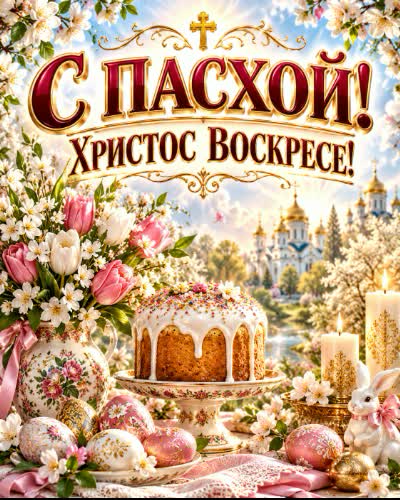 С Днём светлой пасхи Перейти к подборке пасхальных открыток: крашеные яйца, куличи, весенние мотивы