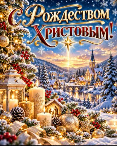 С Рождеством Христовым Перейти к подборке рождественских открыток: Вифлеемская звезда, ангелы, рождественские свечи