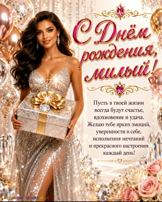 открытка с днем рождения парню с милой девушкой с роскошным подарком