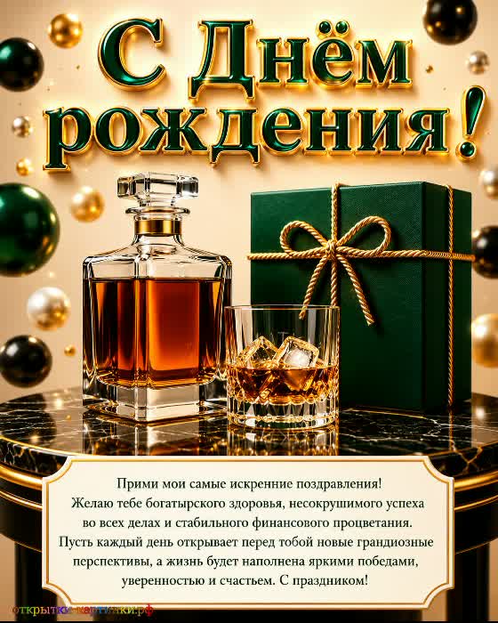 С праздником - стабильности во всём! открытка с днем рождения с пожеланием и красивым подарочным набором